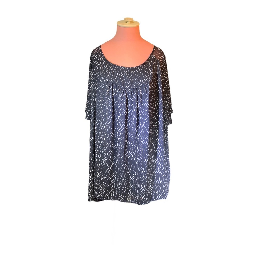 TORRID NVY/WHT POLKA DOT BLOUSE SZ5 COLD SHOULDER SHORT SLEEVES MSRP $38.50 NWT